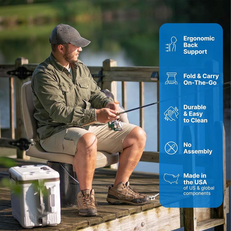 Step2 Folding Flip Seat, Lightweight Portable Outdoor Chair for Poolside, Camping, Beach, Boats, Tailgates, Durable Ground Chair with Back Support for Adults, Brown - Image 4